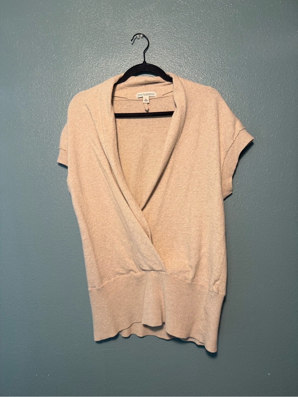 Banana Republic Beige Cashmere-Blend Short Sleeve Top